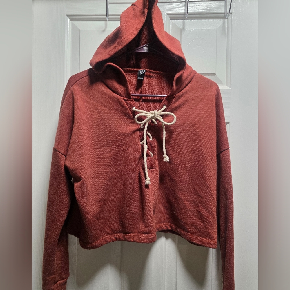 Windsor Brick Red Lace-Up Hoodie